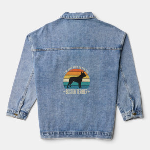 Boston Terrier Retro Dog Lover Graphic_1 Denim Jacket
