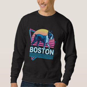 Boston Terrier Retro Vintage Synthwave Aesthetic D Sweatshirt