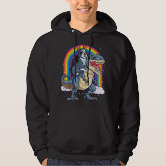 Boston Terrier Riding Dinosaur T rexBoys Kids Rain Hoodie
