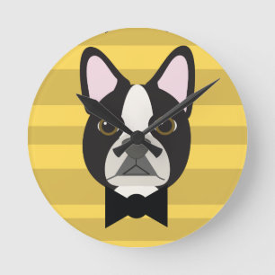 Boston Terrier Round Clock