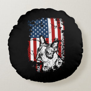 Boston terrier round cushion