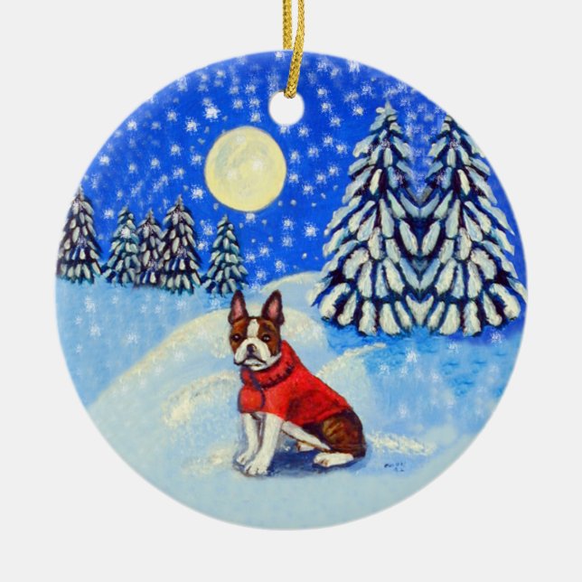 Boston Terrier Round Ornament (Front)