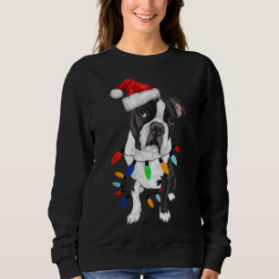 Boston Terrier Santa Christmas Lights Xmas Dog Lov Sweatshirt