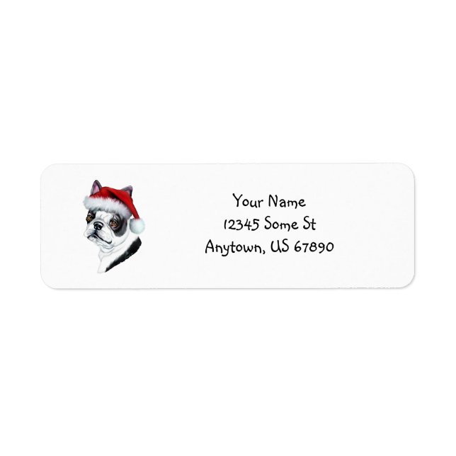 Boston Terrier Santa Hat ChristmasLabels Return Address Label (Front)