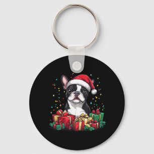 Boston Terrier Santa Hat Funny Christmas Bostie Do Key Ring