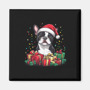 Boston Terrier Santa Hat Funny Christmas Bostie Do Magnet