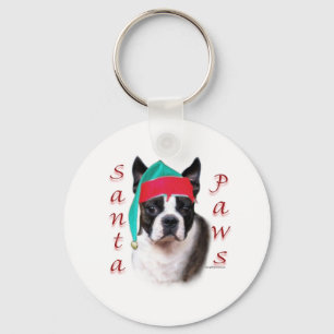 Boston Terrier Santa Paws Key Ring