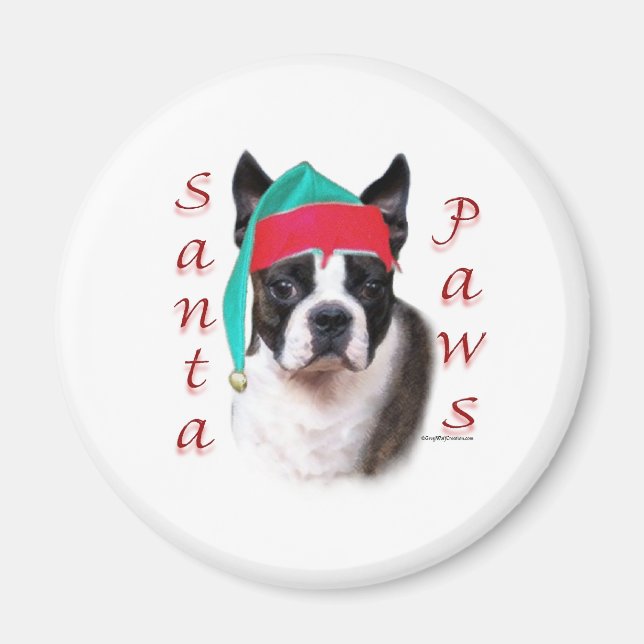 Boston Terrier Santa Paws Magnet (Front)