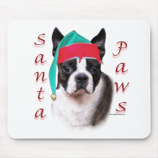Boston Terrier Santa Paws Mouse Pad (Front)