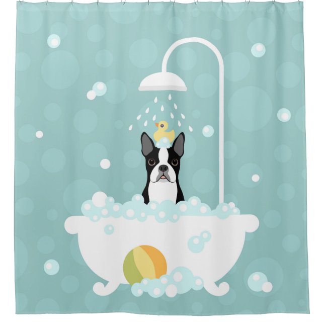 Boston Terrier Shower Curtain (Front)