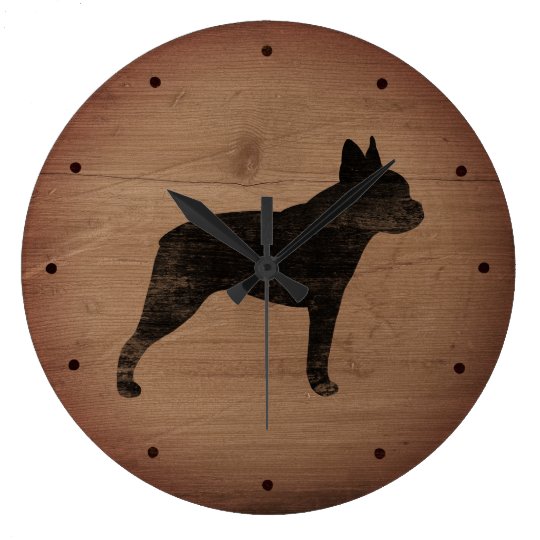 Boston Terrier Silhouette Large Clock