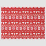 Boston Terrier Silhouettes Christmas Pattern Tissue Paper<br><div class="desc">Fun Red and White Christmas Sweater Style Pattern with Boston Terrier Silhouettes</div>