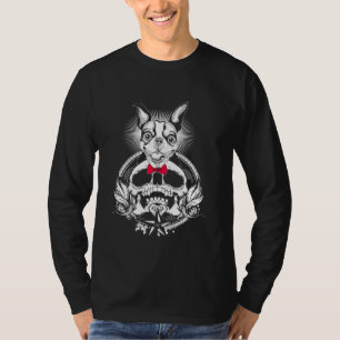 Boston Terrier Skull Funny Halloween For Dog T-Shirt