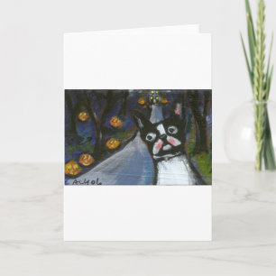 Boston Terrier spooky halloween Card