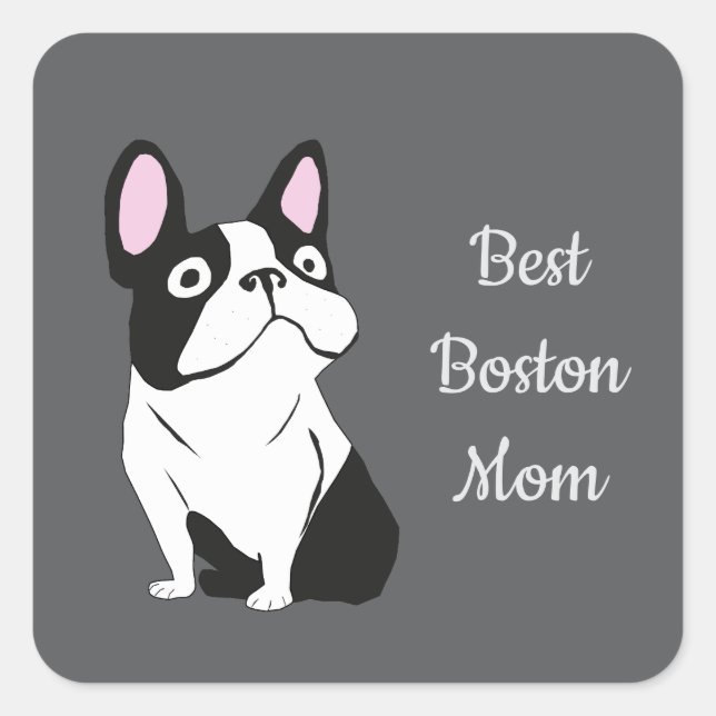 Boston terrier square sticker (Front)