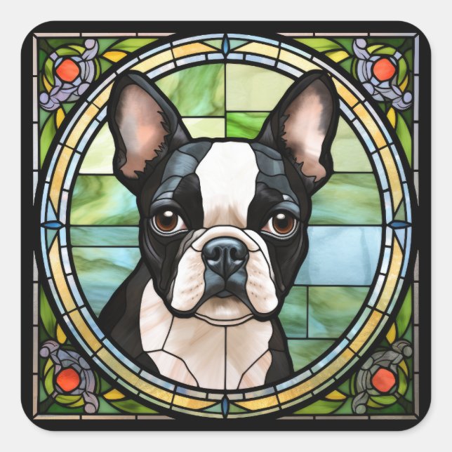 Boston Terrier Square Sticker (Front)