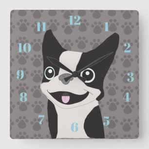 Boston Terrier Square Wall Clock