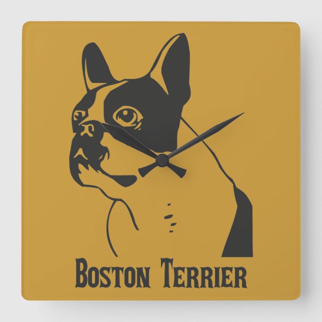 Boston Terrier Square Wall Clock (Front)