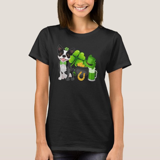 Boston Terrier St Patrick s Day Irish C  Dog T-Shirt (Front)