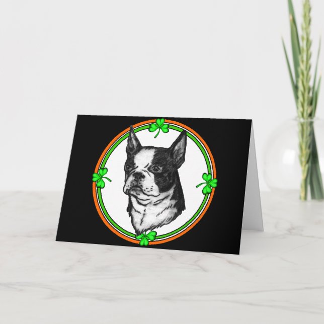 Boston Terrier St. Pattys Card (Front)