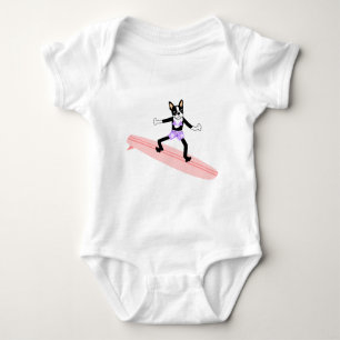 Boston Terrier Surfer Girl Baby Bodysuit