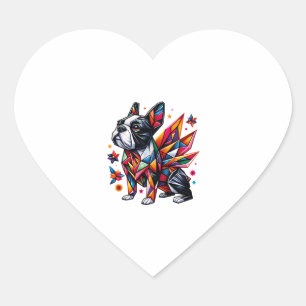 Boston Terrier t-shirt origami funny cute Classic Heart Sticker