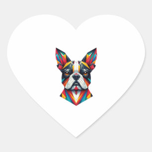 Boston Terrier t-shirt origami funny cute Classic Heart Sticker