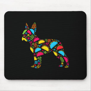 Boston Terrier Tacos Mens Womens Mexican Cinco De Mouse Pad