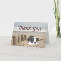 Boston Terrier Thank You Card Sandcastles