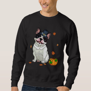 Boston Terrier Thanksgiving Costume Pilgrim Turkey Sweatshirt