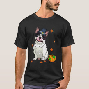 Boston Terrier Thanksgiving Costume Pilgrim Turkey T-Shirt