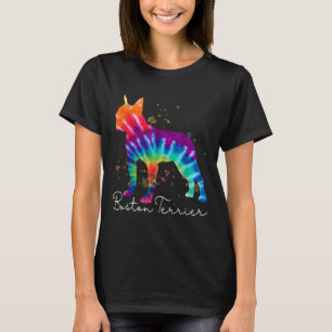 Boston Terrier Tie Dye Rainbow Dog Lover T-Shirt