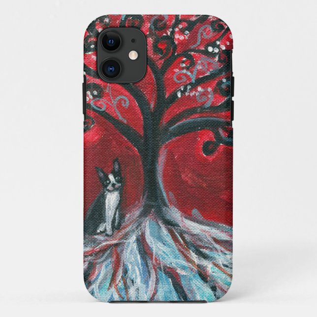 Boston Terrier Tree love Case-Mate iPhone Case (Back)