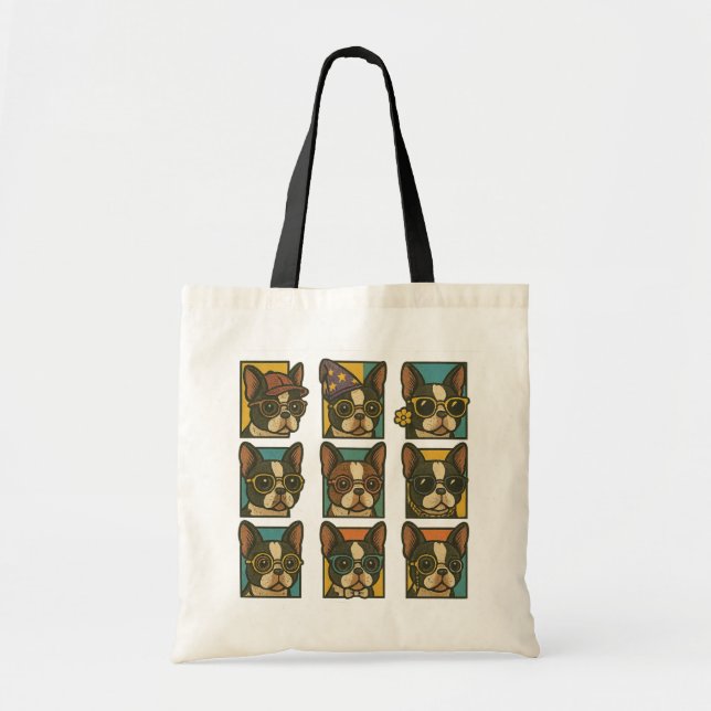 Boston Terrier Trendsetters Tote Bag (Front)