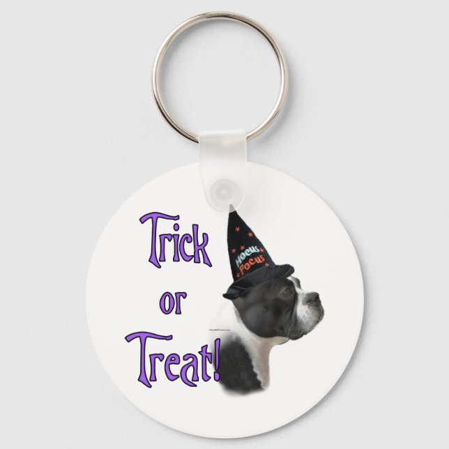 Boston Terrier Trick Key Ring (Front)