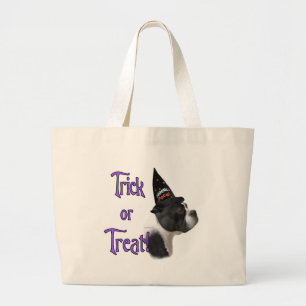 Boston Terrier Trick Large Tote Bag