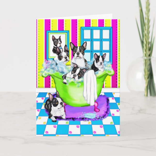 Boston Terrier Tub Full Thank You Card (Front)