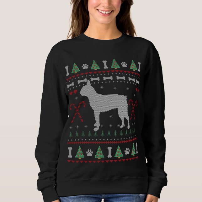 Boston Terrier Ugly Sweater Christmas Funny Dog Lo (Front)
