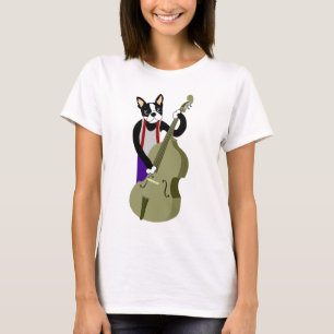Boston Terrier Upright Bass Player T-Shirt