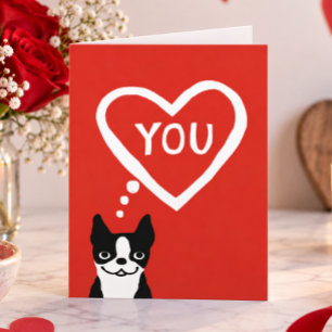 Boston Terrier Valentine Holiday Card