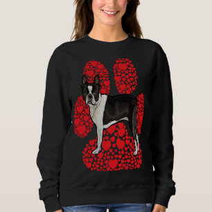 Boston Terrier Valentines Day Dog Love Paw Sweatshirt