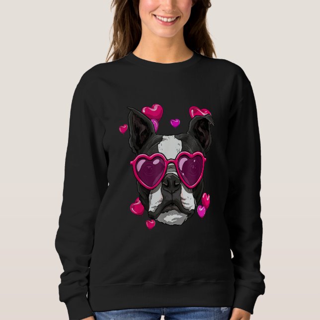 Boston Terrier Valentines Day Heart Dog Sweatshirt (Front)