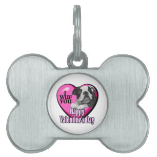 Boston Terrier Valentines Day Pet ID Tag
