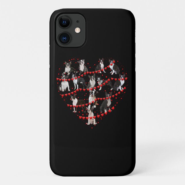 Boston Terrier Valentine's Day Red Heart Case-Mate iPhone Case (Back)