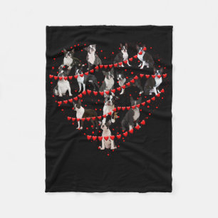 Boston Terrier Valentine's Day Red Heart Fleece Blanket