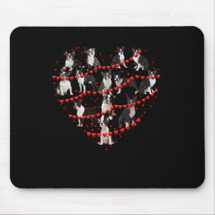 Boston Terrier Valentine's Day Red Heart Mouse Pad