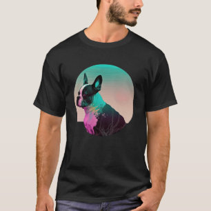 Boston Terrier Vaporwave Retrowave Aesthetic T-Shirt