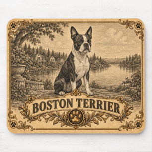Boston Terrier, Vintage Heritage Dog Mouse Pad