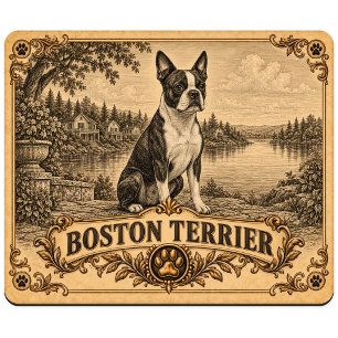 Boston Terrier, Vintage Heritage Dog Mouse Pad