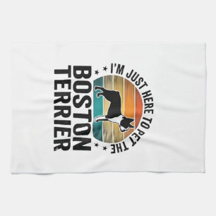 Boston Terrier Vintage Pet Lover Shirt Design_1 Tea Towel